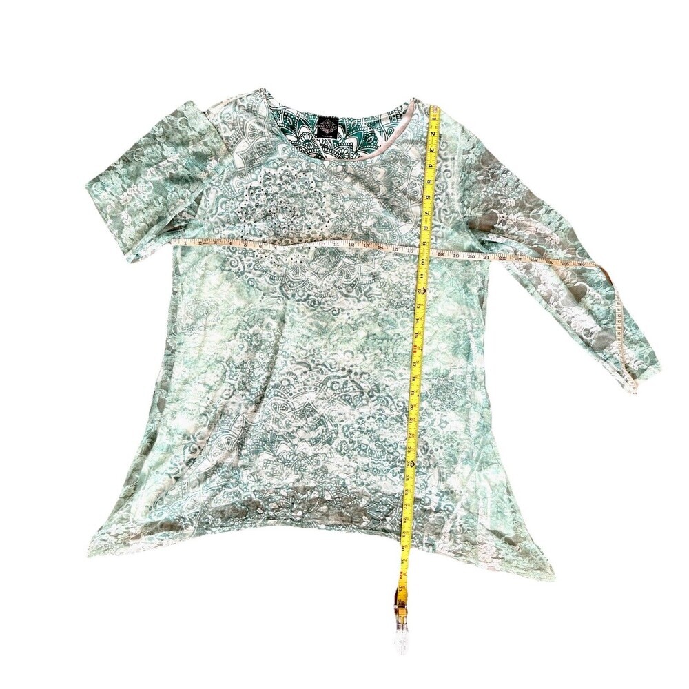 Y2K Calstyle Top Tunic Lace Floral GreenCami Lined Boho Whimsical Sz USA - Picture 6 of 6